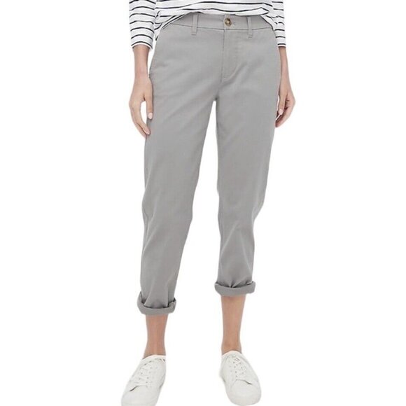 J. Crew High Rise Girlfriend Gray Straight Leg Chino 0 - Picture 1 of 6